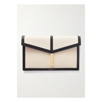 DEMELLIER 드멜리어 도쿄 가죽 트리밍 캔버스 클러치 베이지 1647597357778886