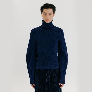EENK ZOUS Turtleneck Knit Pullover - Navy