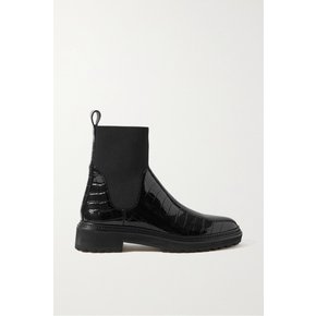 Bridget Croc-effect Patent-leather Chelsea Boots 블랙