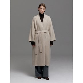 BRUSHED ALPACA BLEND COLLARLESS HANDMADE COAT