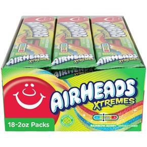 에어헤드 익스트림 사워 벨트 레인보우 베리맛 젤리 Airheads Xtremes Sour Belts 57g 18개