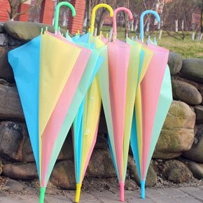무지개자동우산 비닐우산 유치원 초등학생 손잡이램덤발송
