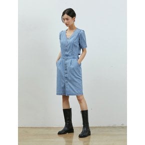 DENIM BACK OPEN MINIDRESS BLUE