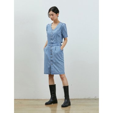 률앤와이 DENIM BACK OPEN MINIDRESS BLUE