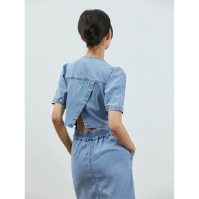 DENIM BACK OPEN MINIDRESS BLUE