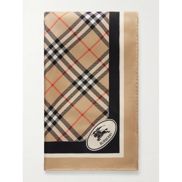 로고 프린트 체크 실크 트윌 스카프 46376663162893076