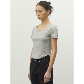 CURVED SQUARE NECK TOP MELANGE