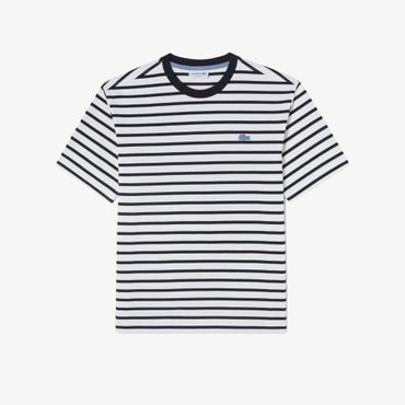 라코스테 (남성) 베이직 릴렉스핏 컬러크록 라운드 반팔 티셔츠(TH215E-55G 166)네이비