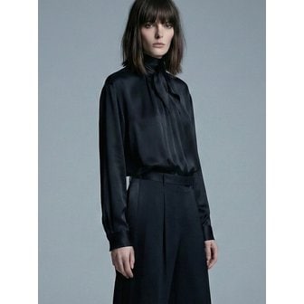 언티지 Silk High-Neck Blouse[Black(UNISEX)]_UTS-FS36