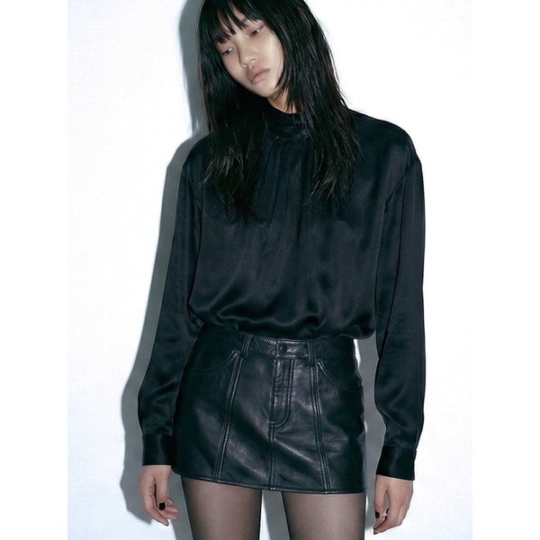 Silk High-Neck Blouse[Black(UNISEX)]_UTS-FS36