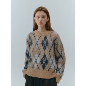 Argyle Wash Wool Knit (Beige)