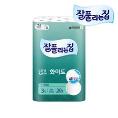 잘풀리는집 화이트 두루마리휴지 3겹 28M 30롤[35095360]