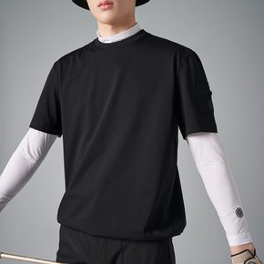 남성 우븐 믹스 반소매 라운드넥 티셔츠  블랙 (BJ4342B055)