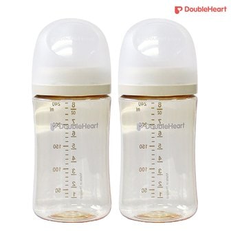 더블하트 모유실감 3세대 PPSU 오후의베이지 240ml 노꼭지 트윈팩