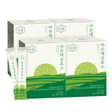 건강한약속 바른 바른 매실 효소  식물 유래 매실 3g x 30포,  4box