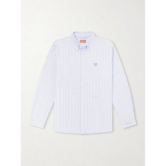 휴먼메이드 버튼다운 칼라 로고 아플리케 스트라이프 코튼 셔츠 46376663163003559