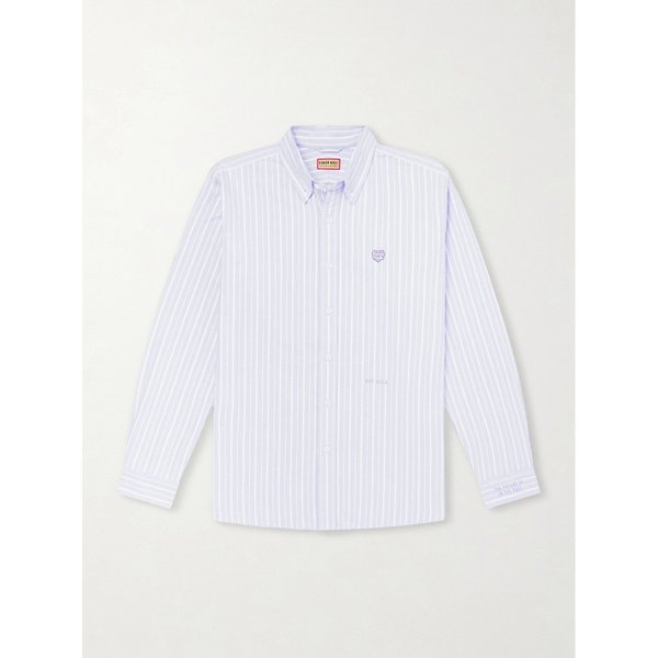 버튼다운 칼라 로고 아플리케 스트라이프 코튼 셔츠 46376663163003559