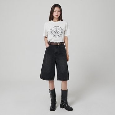 LAP 워싱 버뮤다 와이드 데님팬츠 AR3DP865