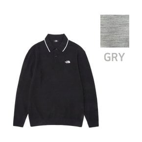 [정상가 99000원]  노스페이스 남성 WOOL POLO 롱 슬리브 I7QM50A-GRY