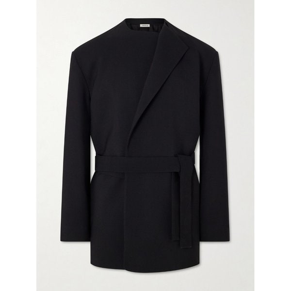 크루넥 벨티드 울 블렌드 우븐 재킷 46376663163017550