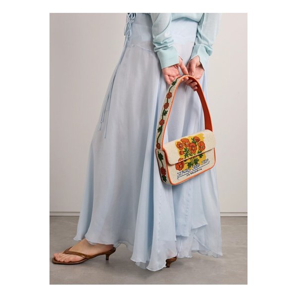 스타우드 토미 인조 트리밍 비즈 장식 자수 새틴 숄더 백 멀티컬러 1647597357747026