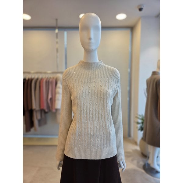 [여주점] [더 아이잗] 여성 글리터 하프넥 풀오버 니트(IRBM1PO871)