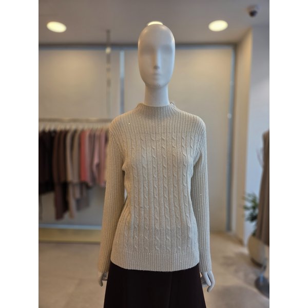 [여주점] [더 아이잗] 여성 글리터 하프넥 풀오버 니트(IRBM1PO871)