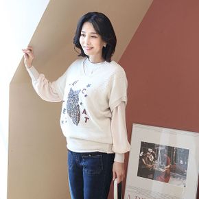 J31711 부엉이호피 펄 루즈핏 울니트조끼 50대 엄마옷_P405739686