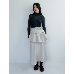 Cape Shirring Skirt_Beige