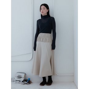 Cape Shirring Skirt_Beige