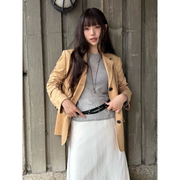 (레더추가)싱글 쓰리버튼 스웨이드 자켓 OL5XJ8800