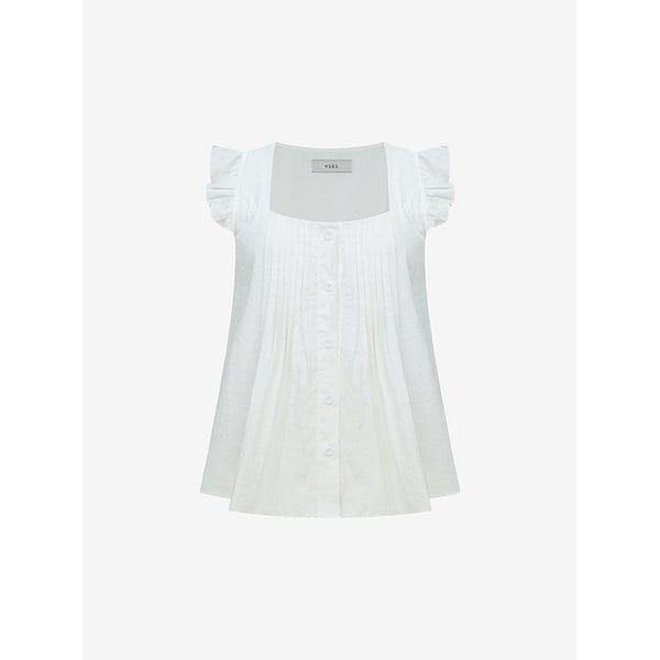 핀턱 프릴 민소매 블라우스 (TKBAG4403)