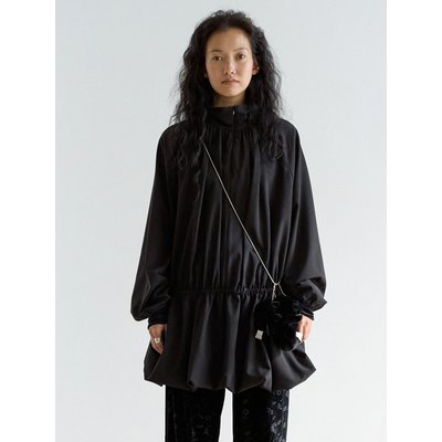 코르뷔 Balloon detailed long zip-up blouse 벌룬 디테일 롱 집업 블라우스 (Black)