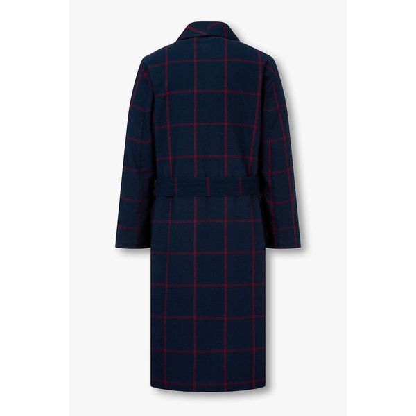 남성 코튼 블렌드 체크 패턴 드레싱 가운 0815341003000