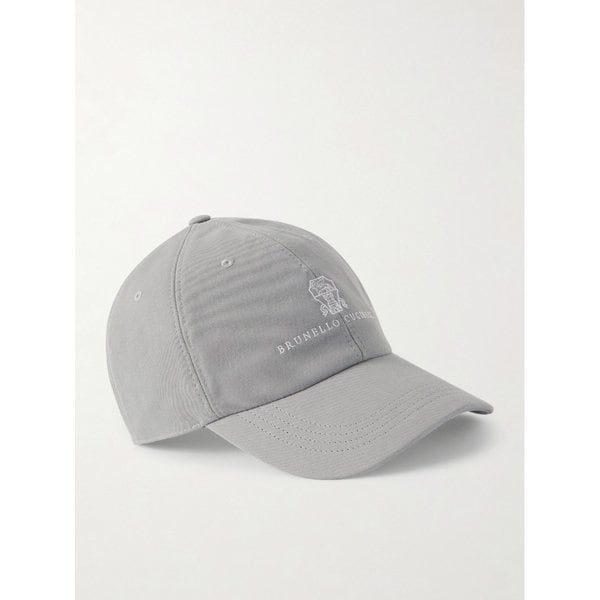 브루넬로쿠치넬리 로고 자수 가죽 트리밍 코튼 트윌 베이스볼 캡 46376663162997987