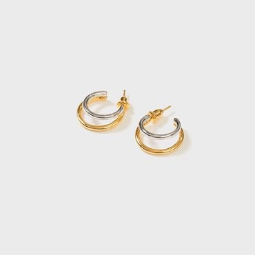 EENK Double Earrings - Silver/Gold