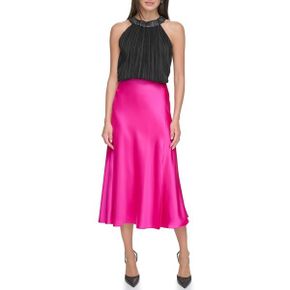 5054437 DKNY Silky Satin Slip Skirt with Slit