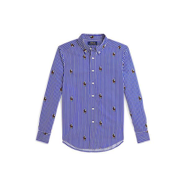 폴로 키즈 남아 8-18세 폴로 베어 스트라이프 코튼 셔츠(CWPOWOVY6820647400)