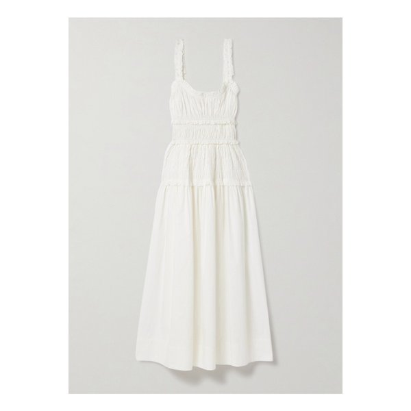 도엔 마리안 셔링  코튼 포플린 미디 드레스 화이트 1647597353900853