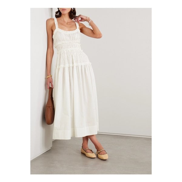 도엔 마리안 셔링  코튼 포플린 미디 드레스 화이트 1647597353900853