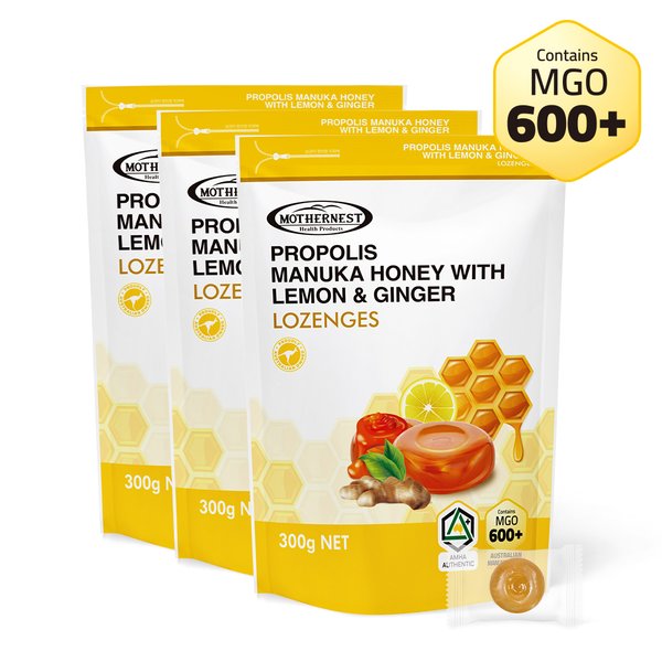 호주산 프로폴리스 마누카허니 위드 레몬진저 로젠지스 캔디 (MGO600+) 300g X 3개입