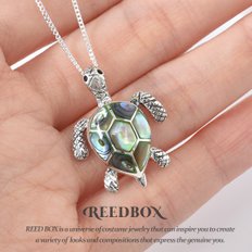 리드박스 [선물포장] 925 실버 재물과 건강 행운의 거북이 자개원석 목걸이