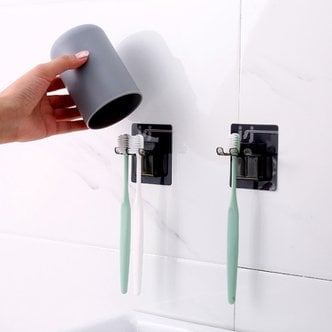 엘홈 매직접착 칫솔+컵 걸이 / 욕실용품 욕실수납 정리용품 칫솔꽂이 양치컵 강력한접착력