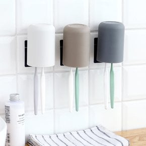 매직접착 칫솔+컵 걸이 / 욕실용품 욕실수납 정리용품 칫솔꽂이 양치컵 강력한접착력