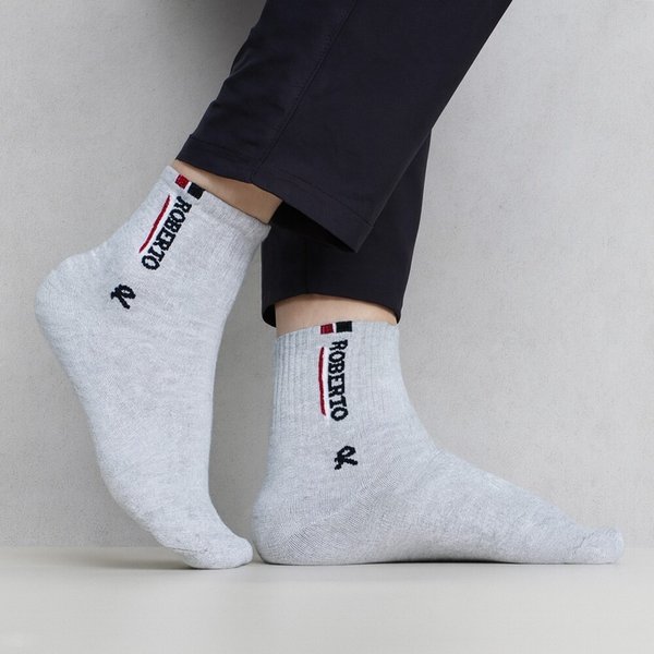 사계절 남성 중목양말 5켤레 깔끔한 로고 포인트 데일리 패션양말