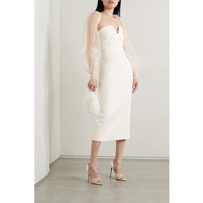 Catalina Convertible Stretch-crepe And Silk-organza Midi Dress 아이보리