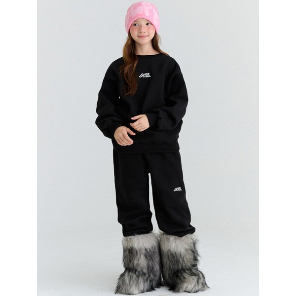 [SET] E05 기모 미니로고 맨투맨 셋업 (블랙)