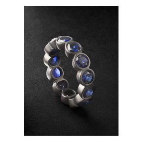 Small 14-Karat Gold Laboratory-Grown Sapphire Eternity Ring 블루