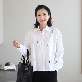 T57394 오귀스트 자수 루즈핏 남방 60대 엄마옷