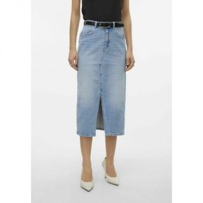 4976820 Vero Moda VERI HR CALF GA - Pencil skirt light blue denim